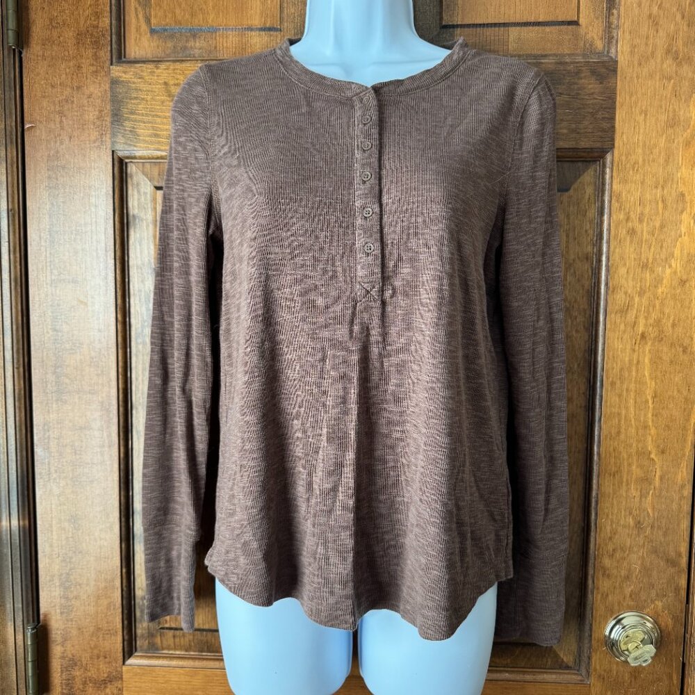 Gap Brown Rib Henley Pullover w/Long Sleeves Medium